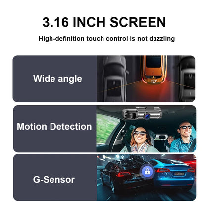 ZNLYRION Driving Recorder M8-32GB Full HD 1080P Car Dashcam Front+Interior Rear Camera 130° Wide Angle Night Vision G-Sensor Parking Monitor Car Driving Recorder