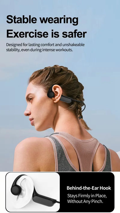 2026 Upgraded Open Ear Headphones, Wireless Sports Earphones with Mic, Long Battery Life for Running, Fitness & Cycling - Black