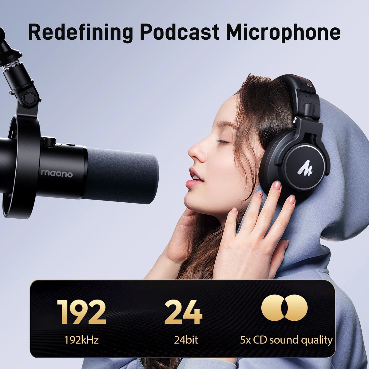 MAONO PD300X Dynamic Microphone XLR USB Podcast Microphone 192kHz/24bit Mic for Content Creation Home Audio Studio Recording