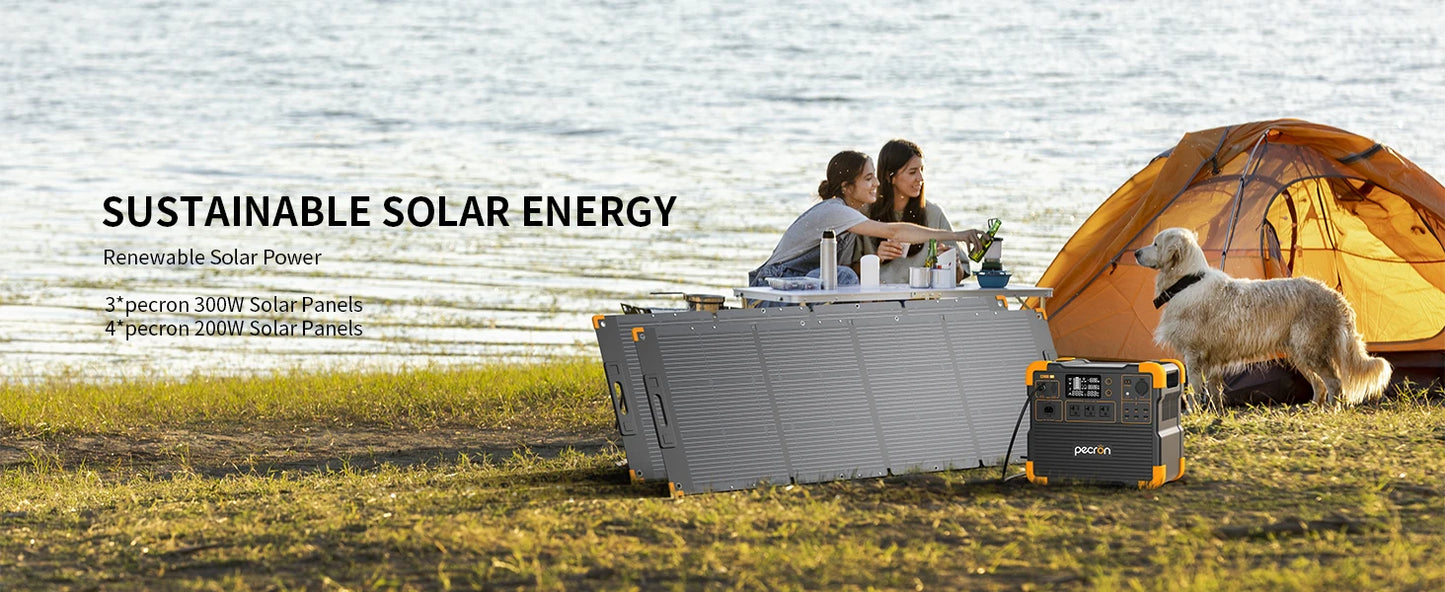 Used-PECRON E2400LFP 2048Wh/2400W with 3840Wh Extra Battery Expandable to 5888Wh, Fast Charging in 1.5 Hrs for Emergencies, Camping, RV, Home Use