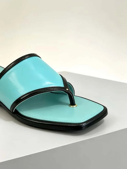 11C-2026 Luxury Women's Daily Commuting Y2K Pointed-Toe Flare Flat Cropped Sandals Sheepskin Upper With Leather Sole
