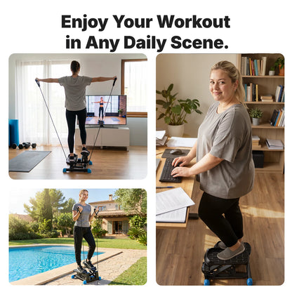MERACH New 3-in-1 Mini Stepper with Large Stride & Shock Pad Design 3-in-1 Stair Stepper, Large Stride & High Resistance Design, High Elastic & Silent Shock Absorption, with Resistance Band