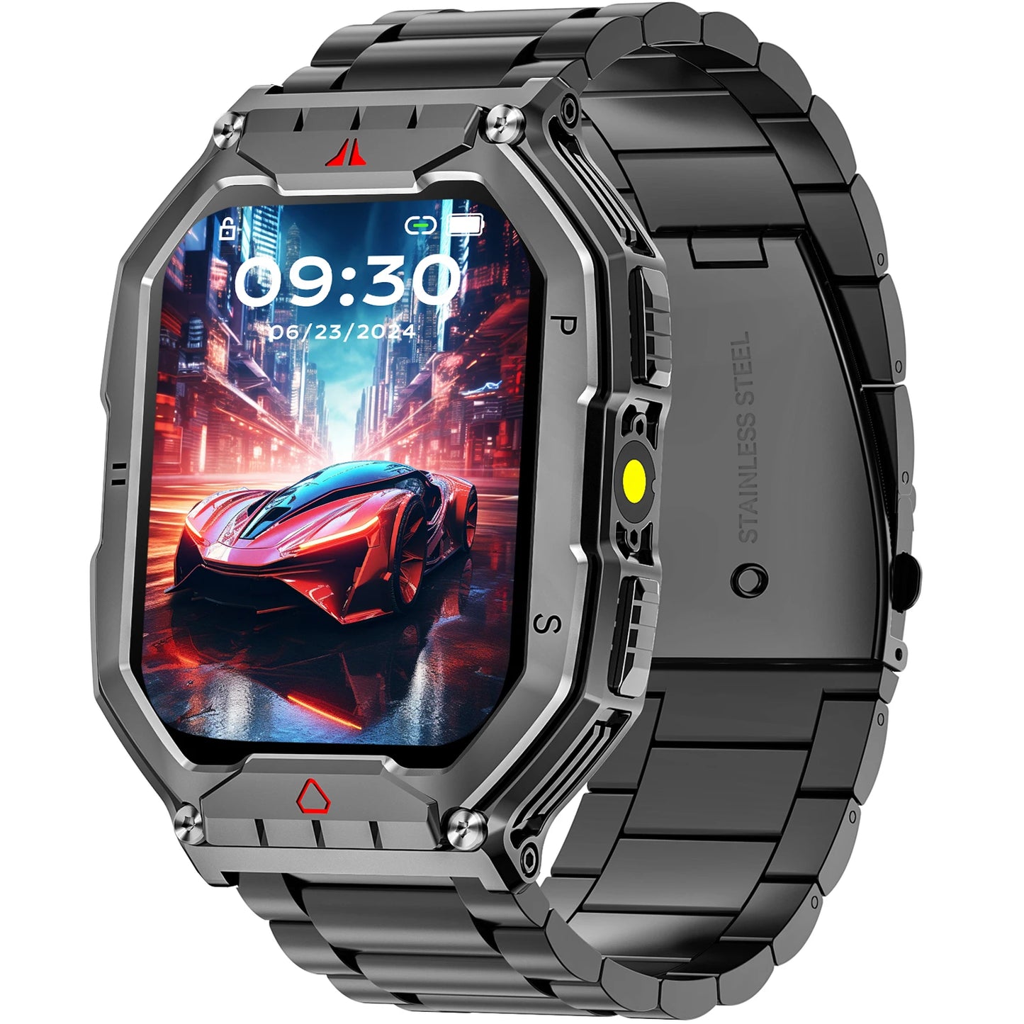 2026 Fashion 2.1 Inch AMOLED Smart Watch Men Bluetooth Call 107 Sports Mode GPS Trajectory Heart Rate Blood Pressure Oxygen Monitor 650mAh Long Standby Waterproof Fitness Tracker Smartwatch For Android IOS