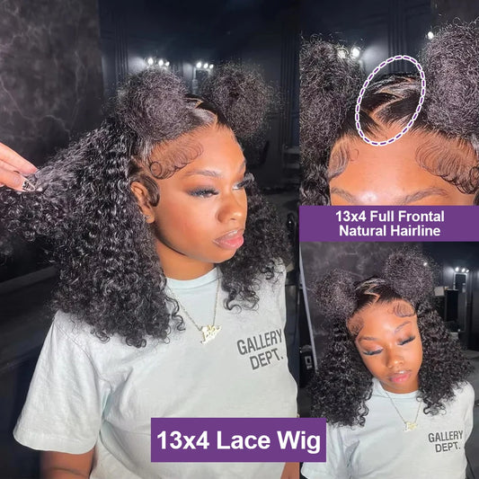 Short Bob Deep Wave Lace Frontal Wig Pre Plucked 13x4 4x4 Lace Front Wig Peruvian Curly Human Hair Bob Wigs For Women and Girls