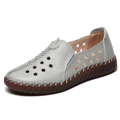 Genuine Leather Ballet Flats Shoes Women Vintage Luxury High Quality Loafers Women's Moccasins Casual Elegant Ladies Wide Shoes