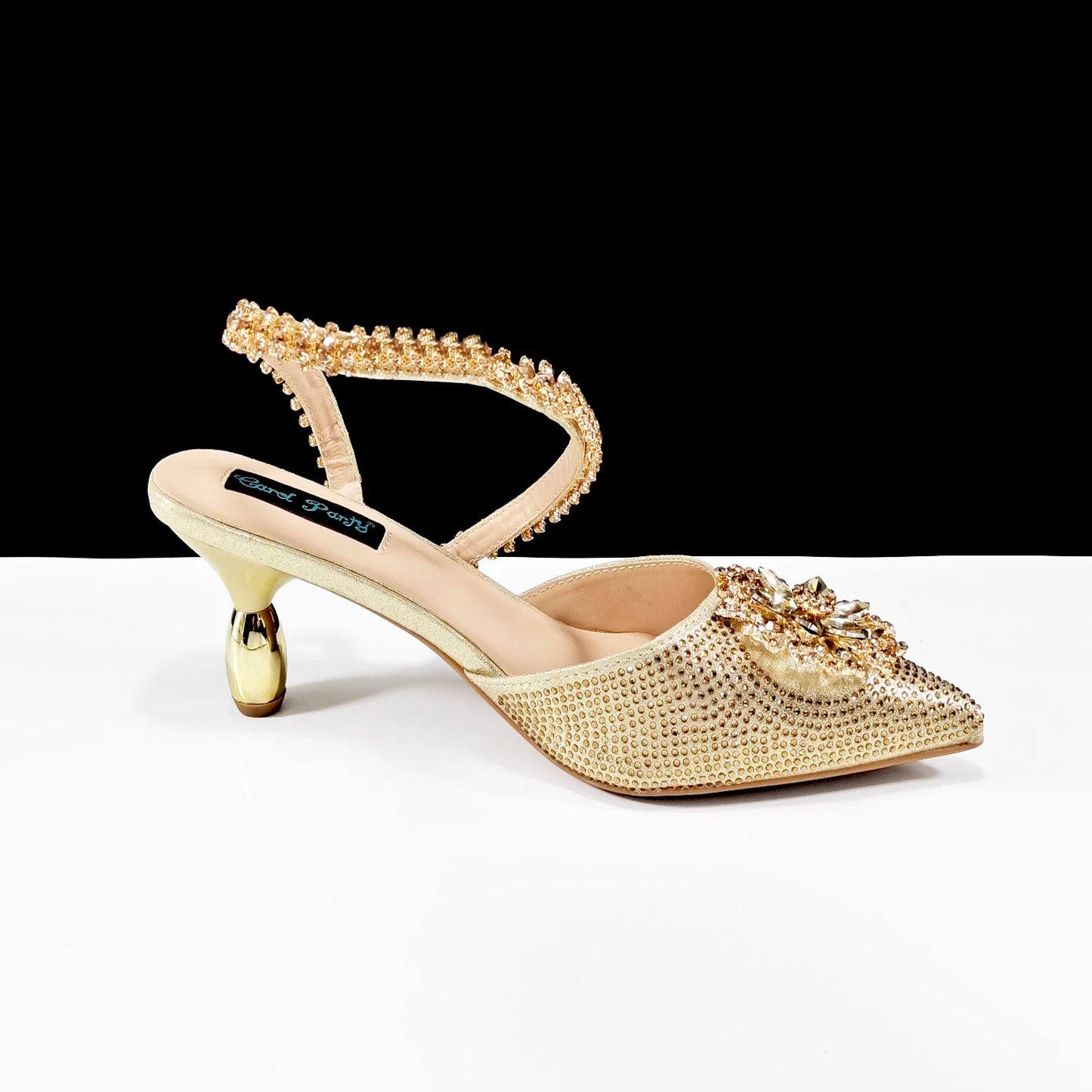 Elegant Rhinestone-Embellished Heels And Gold Mini Bag Set for Night Outfits Women's Fashion Accessory Combo