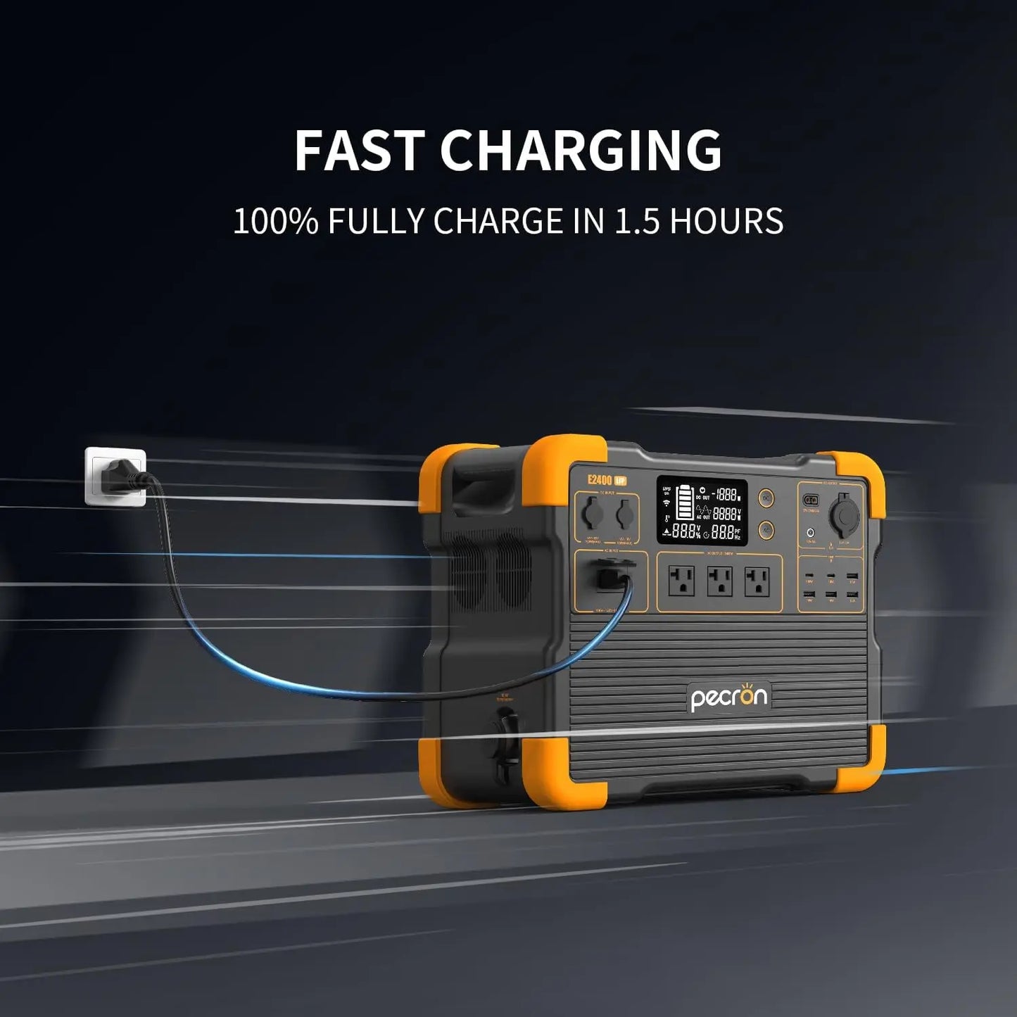 Used-PECRON E2400LFP 2048Wh/2400W with 3840Wh Extra Battery Expandable to 5888Wh, Fast Charging in 1.5 Hrs for Emergencies, Camping, RV, Home Use