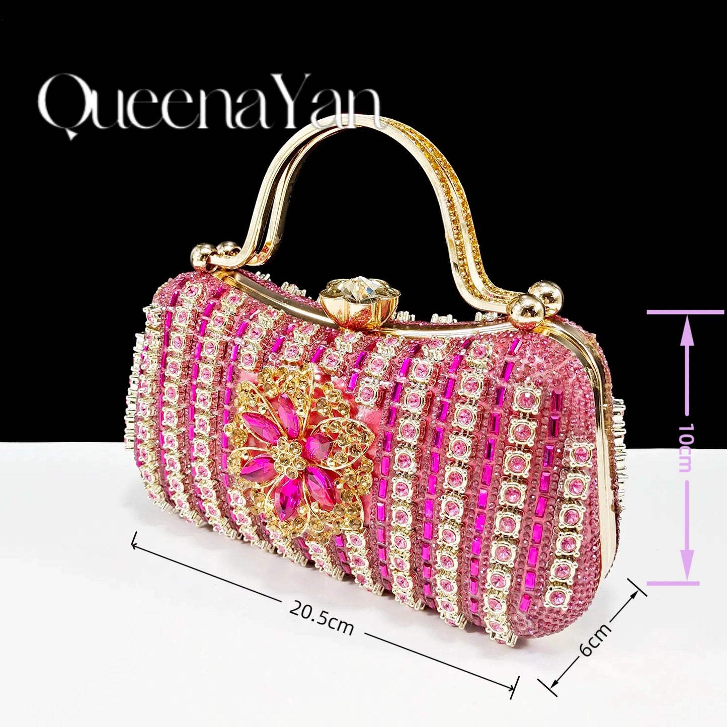 Elegant Rhinestone-Embellished Heels And Gold Mini Bag Set for Night Outfits Women's Fashion Accessory Combo