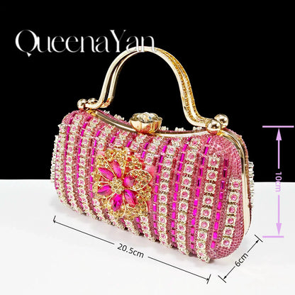Elegant Rhinestone-Embellished Heels And Gold Mini Bag Set for Night Outfits Women's Fashion Accessory Combo