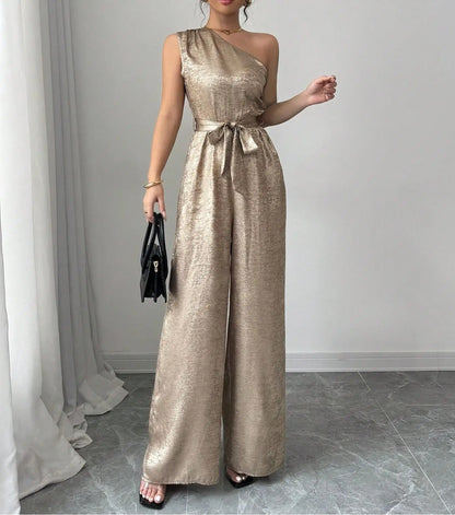 Women High Waist White Halter Neck Zip Front Wide Leg Jumpsuit, Elegant Sleeveless Casual Party Vacation Romper