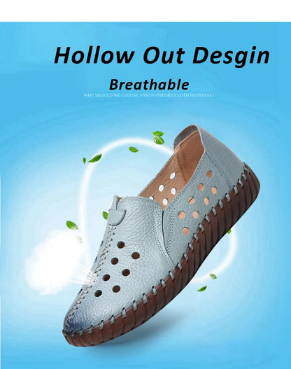 Genuine Leather Ballet Flats Shoes Women Vintage Luxury High Quality Loafers Women's Moccasins Casual Elegant Ladies Wide Shoes