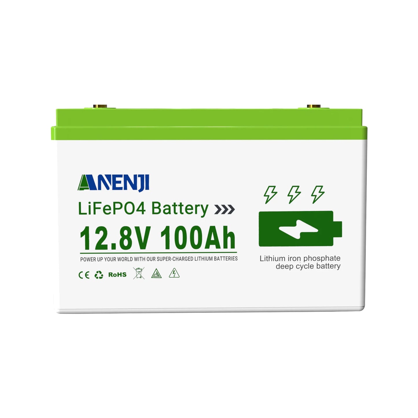 ANENJI 12V 100Ah Li Rechargeable Battery Pack LiFePO4 Built-in BMS 6000 Cycles For Solar Inverter Outdoor RV Camp Power Station