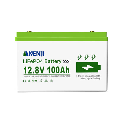 ANENJI 12V 100Ah Li Rechargeable Battery Pack LiFePO4 Built-in BMS 6000 Cycles For Solar Inverter Outdoor RV Camp Power Station