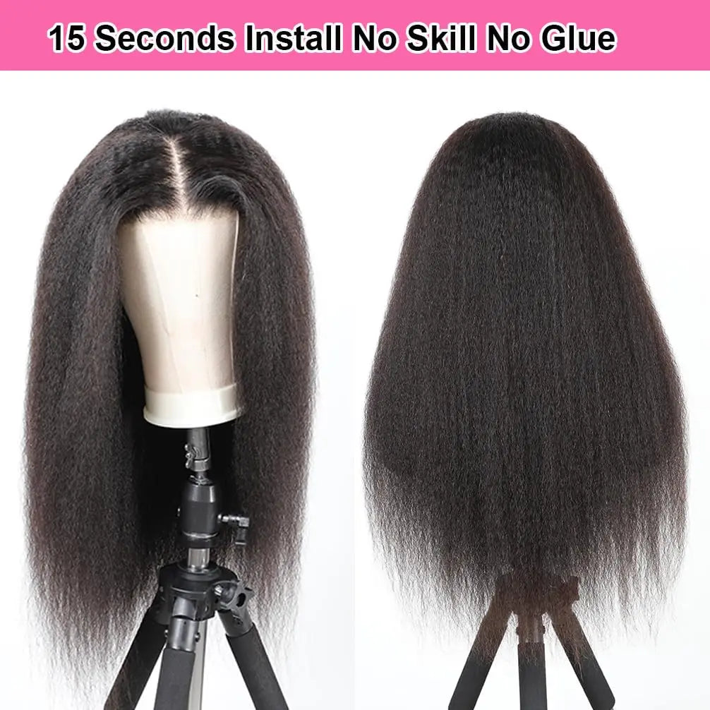 Wear and Go Glueless Wig Pre Plucked Pre Cut 4x4 Lace Closure Wig Kinky Straight Lace Front Wigs Human Hair Wig for Women