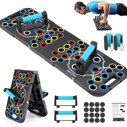 Portable Foldable Push Up Board Set with Handles, Multifunctional Home Gym Fitness Equipment for Chest, Arms, Back & Core Training