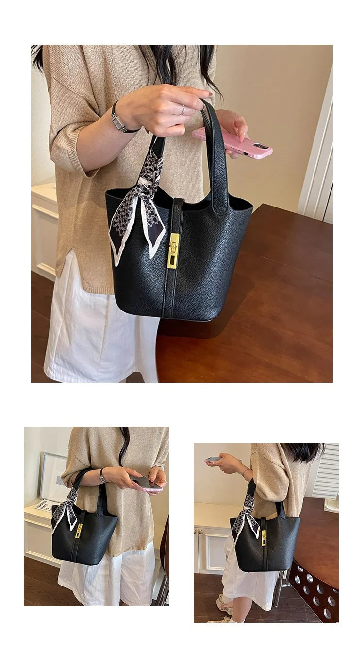 Women's Genuine Leather Handbags Bucket Bag Fashion Tote Small to Big Luxury Quality Designer Lady's Hand Bags
