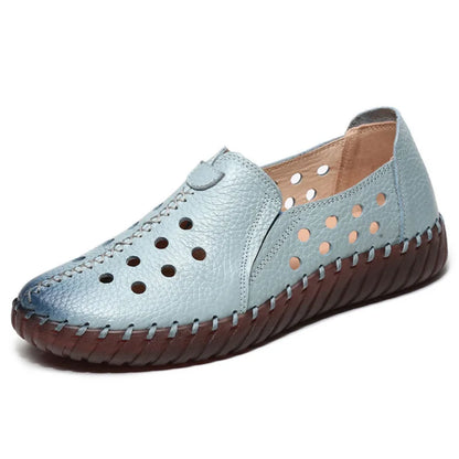 Genuine Leather Ballet Flats Shoes Women Vintage Luxury High Quality Loafers Women's Moccasins Casual Elegant Ladies Wide Shoes