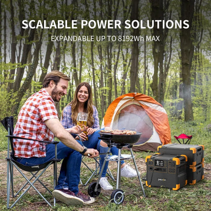 Used-PECRON E2400LFP 2048Wh/2400W with 3840Wh Extra Battery Expandable to 5888Wh, Fast Charging in 1.5 Hrs for Emergencies, Camping, RV, Home Use