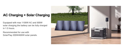 SOLARPLAY Q2501 Portable Power Station 2160WH LiFePO4 Battery with 2400W (4800W Peak) AC Output Solar Generator for Garden Party