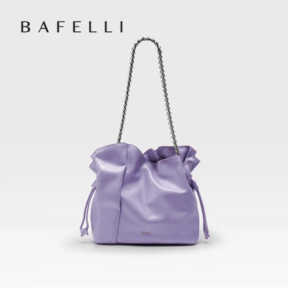 BAFELLI 2026 NEW WOMEN'S BAG LEATHER CASUAL BUCKET HANDBAGS FOR FEMALE TREND FASHION SHOPPER PURSE LUXURY BRAND SHOULDER