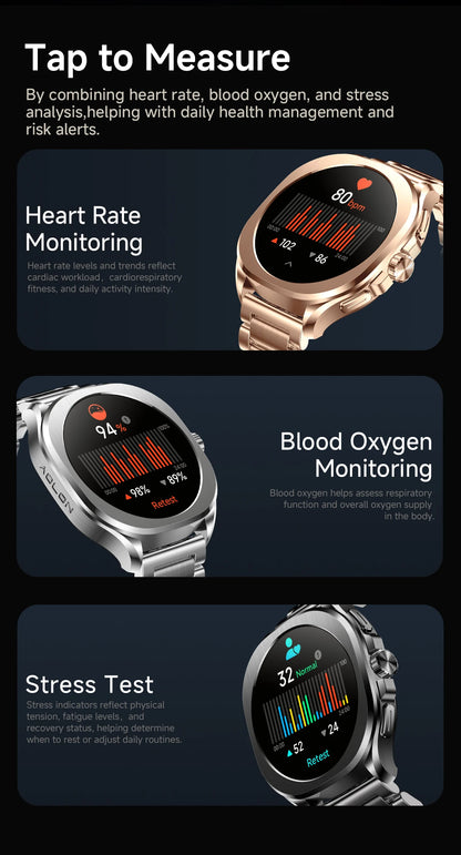 Aolon Cube Smart Watch 1.43" AMOLED Screen Bluetooth WhatsApp Call AGPS 1ATM  Heart Rate Monitor Outdoor Sport Fitness Tracker