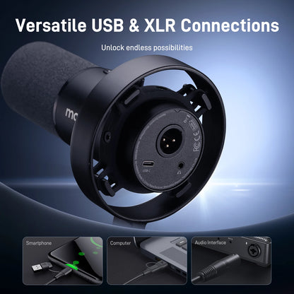 MAONO PD300X Dynamic Microphone XLR USB Podcast Microphone 192kHz/24bit Mic for Content Creation Home Audio Studio Recording