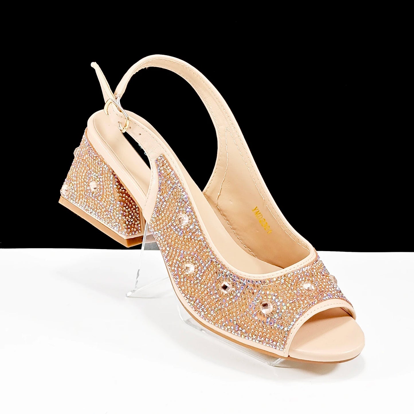 Queena Yan Square Heel Shoes! Hand-held Three-Dimensional Bag and Shoes Set From the Same Series/Open Toe Shoes and Evening Bag