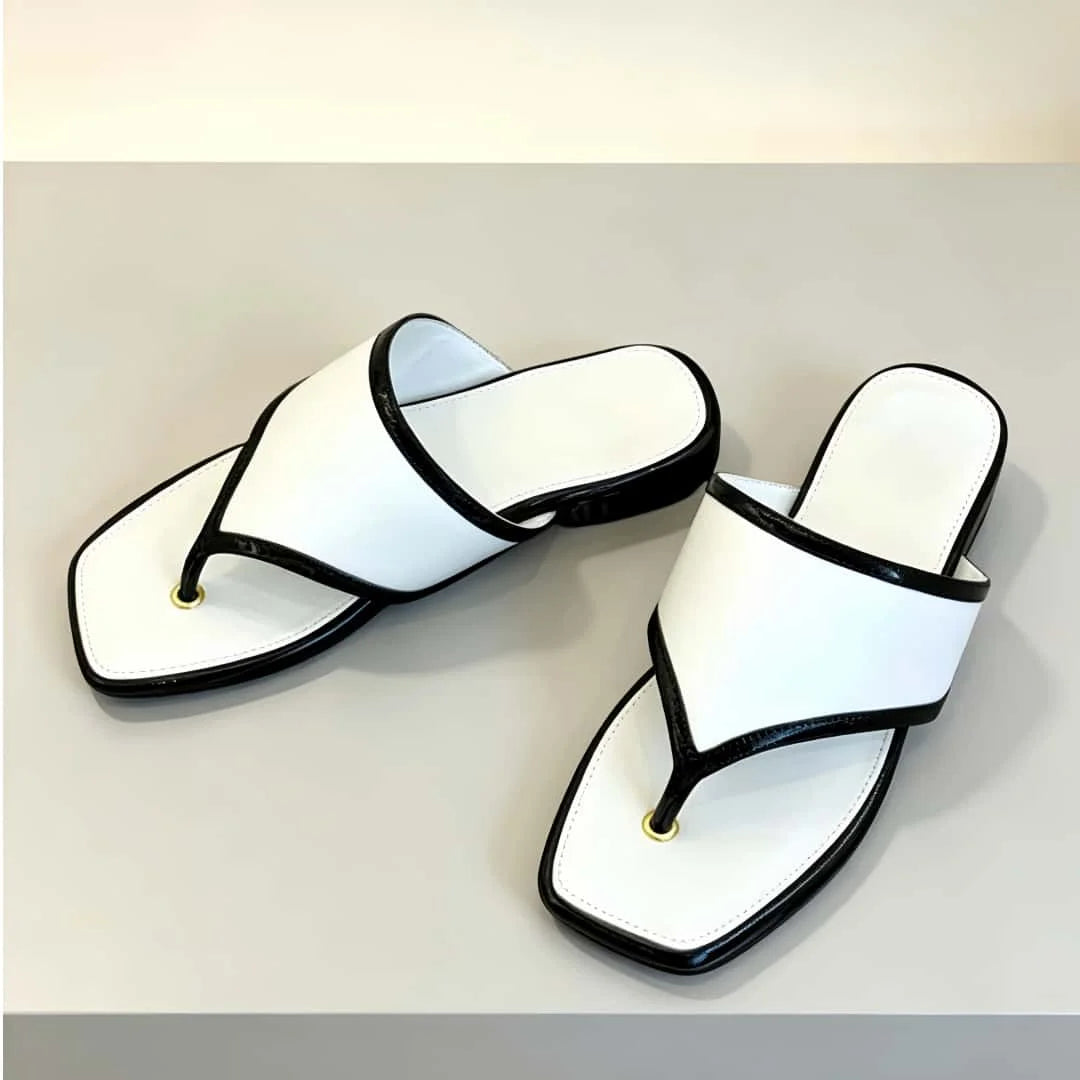 11C-2026 Luxury Women's Daily Commuting Y2K Pointed-Toe Flare Flat Cropped Sandals Sheepskin Upper With Leather Sole