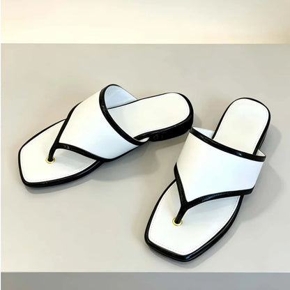 11C-2026 Luxury Women's Daily Commuting Y2K Pointed-Toe Flare Flat Cropped Sandals Sheepskin Upper With Leather Sole