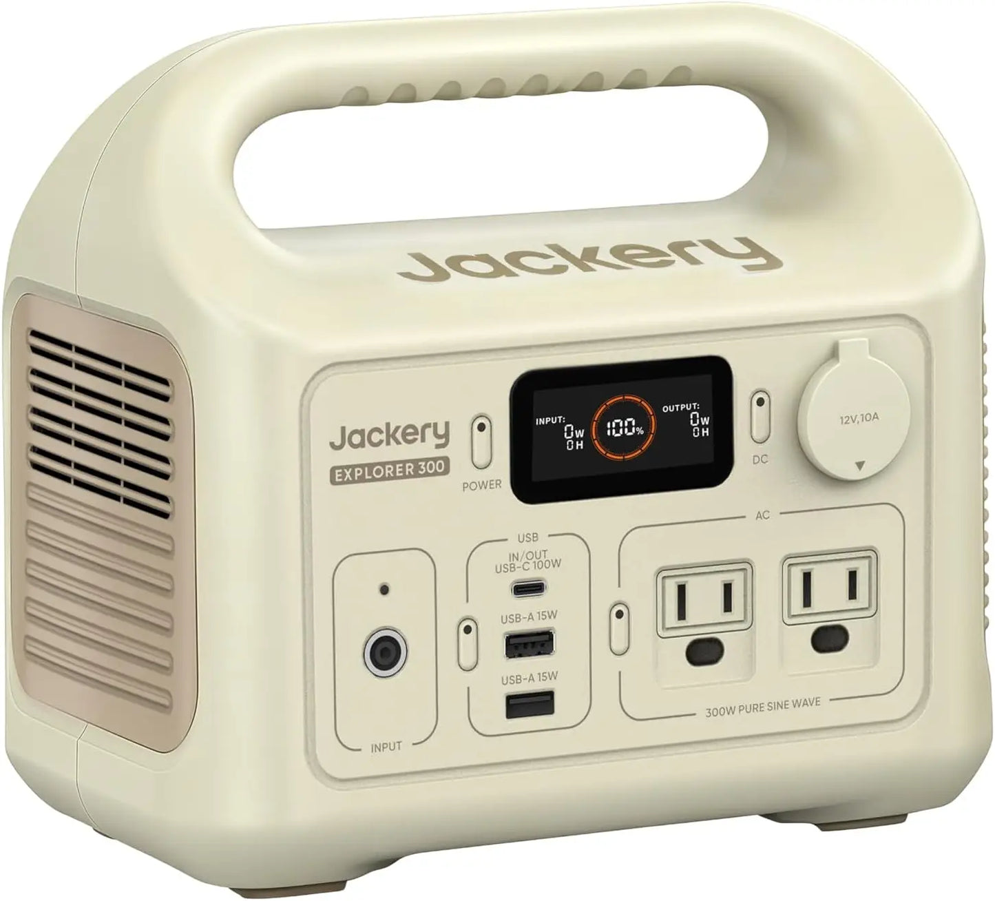 Jackery Portable Power Station E300New Sand Gold, 287Wh LiFePO4 Battery Solar Generator for Outdoor Camping and Emergencies
