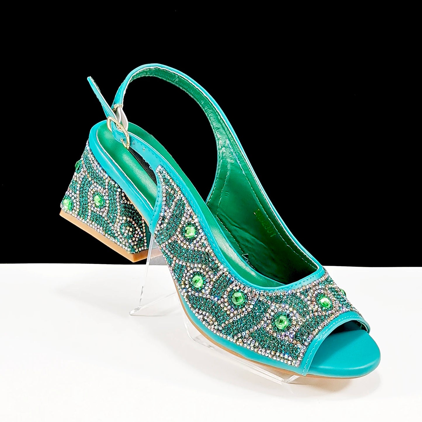 Queena Yan Square Heel Shoes! Hand-held Three-Dimensional Bag and Shoes Set From the Same Series/Open Toe Shoes and Evening Bag