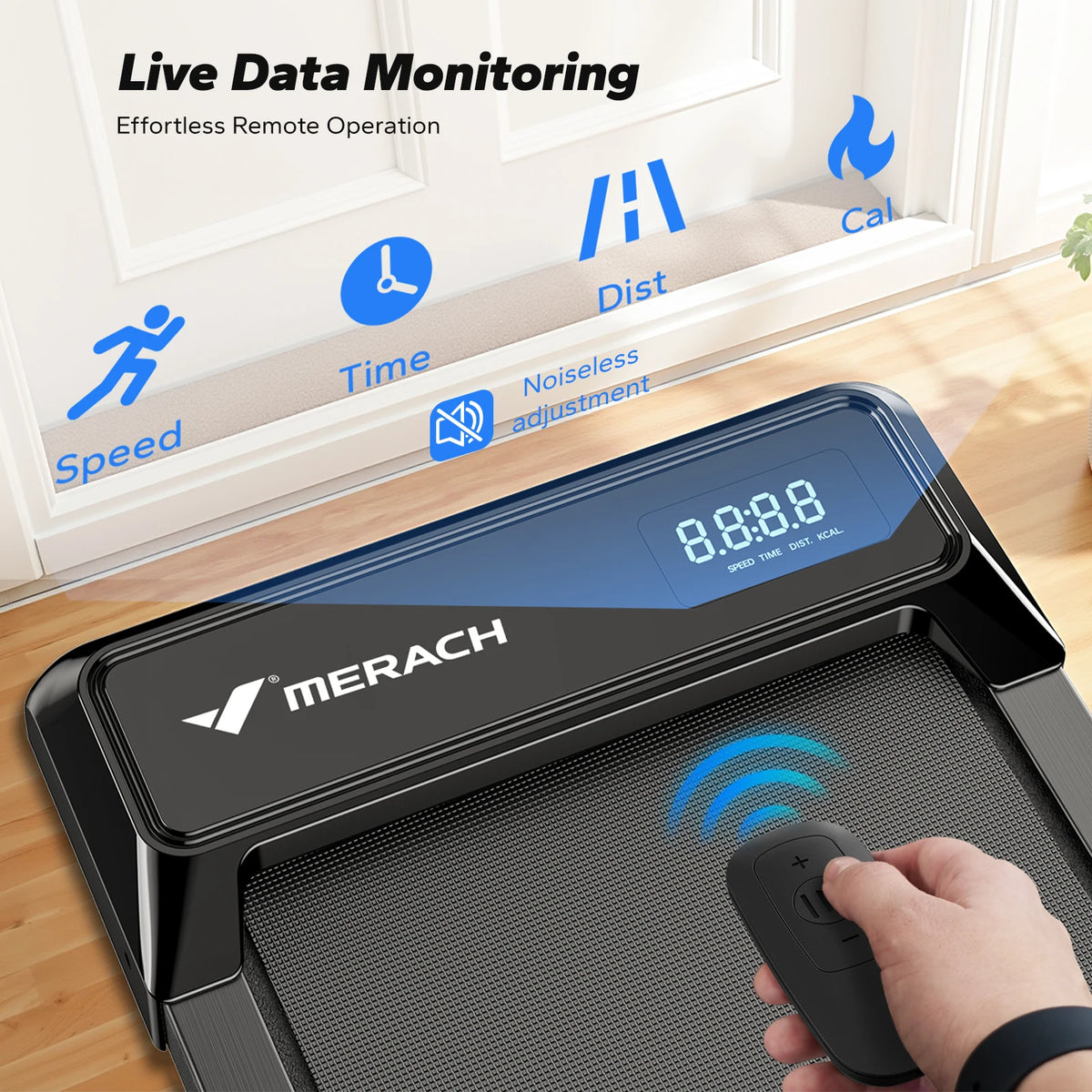 MERACH Mini Treadmill Under Desk 3-in-1 Walking Pad Capacity 120 kg Portable Walking Mat with Max 10km/h 40dB 2 in 1 Silent Portable Compact Treadmill with Remote Control 2-6KM/H with LED Display for Home and Office Small Spa