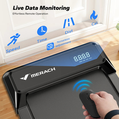 MERACH Mini Treadmill Under Desk 3-in-1 Walking Pad Capacity 120 kg Portable Walking Mat with Max 10km/h 40dB 2 in 1 Silent Portable Compact Treadmill with Remote Control 2-6KM/H with LED Display for Home and Office Small Spa