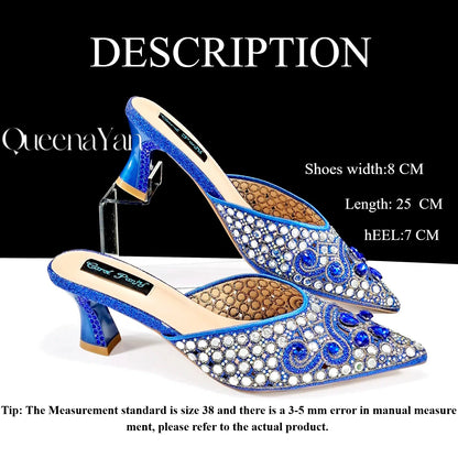 QUEENA YAN Luxury Pink Rhinestone Party Shoes and Clutch for Women- Elegant Crystal Heels with Matching Evening Bag
