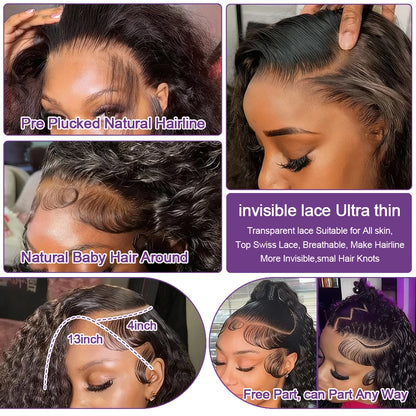 Short Bob Deep Wave Lace Frontal Wig Pre Plucked 13x4 4x4 Lace Front Wig Peruvian Curly Human Hair Bob Wigs For Women and Girls