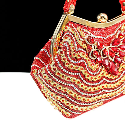 QUEENA Yan  Dazzling Dreams: Full Rhinestone High Heels and Coordinated Bag for Timeless Style
