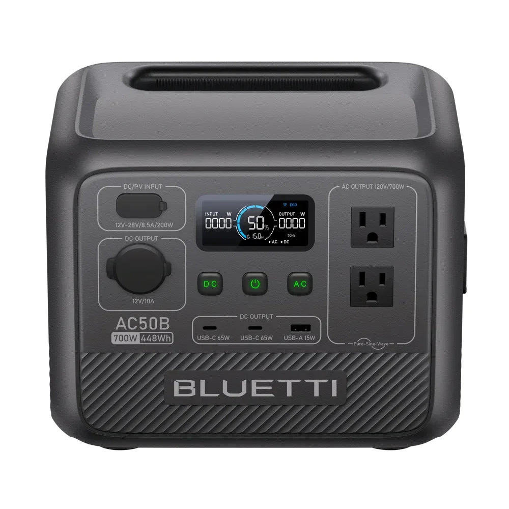 BLUETTI AC50B Portable Power Station | 700W 448Wh Solar Generator Lightweight for Outdoor Camping RV Travel Home Backup Emergenc