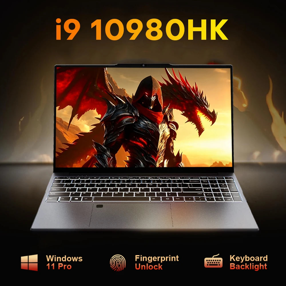 New Ultra Slim Laptop 15.6" 16GB RAM 2TB SSD Intel i9 10980HK/9900 Gaming PC 1920*1080 IPS Windows 11 Office Study Computer PC