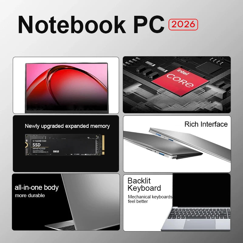 New Ultra Slim Laptop 15.6" 16GB RAM 2TB SSD Intel i9 10980HK/9900 Gaming PC 1920*1080 IPS Windows 11 Office Study Computer PC