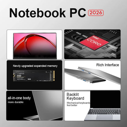 New Ultra Slim Laptop 15.6" 16GB RAM 2TB SSD Intel i9 10980HK/9900 Gaming PC 1920*1080 IPS Windows 11 Office Study Computer PC