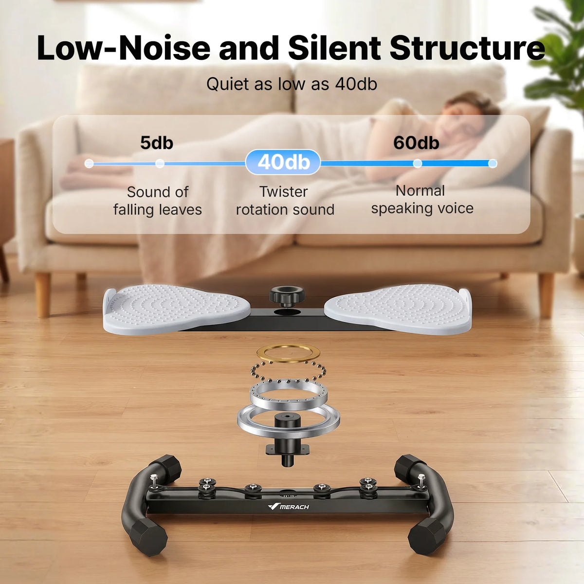 MERACH Waist Twister Board with Pull Cords Dual Pedal Ab Twister 300 lbs Capacity Silent Anti-Slip Core Exerciser with Foot Massage Slim Waist Love Handle Workout Equipment for Home Office for Women & Seniors