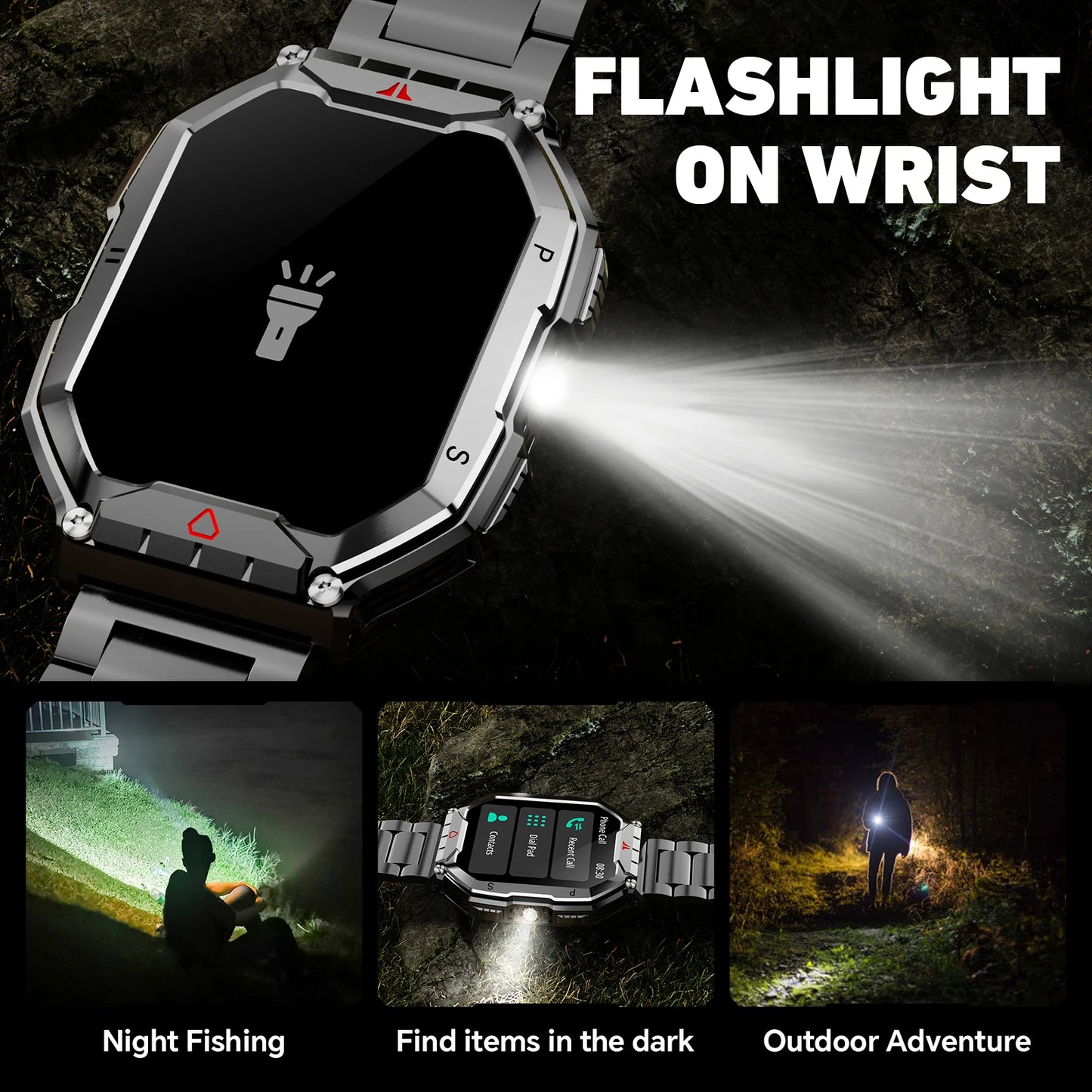 2026 Fashion 2.1 Inch AMOLED Smart Watch Men Bluetooth Call 107 Sports Mode GPS Trajectory Heart Rate Blood Pressure Oxygen Monitor 650mAh Long Standby Waterproof Fitness Tracker Smartwatch For Android IOS