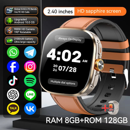 M99 Smartwatch 5G With 2.4inch Amoled Screen 900W Rotating Camera WIFI GPS Position Compass NFC Bluetooth Smart Watch Men Women