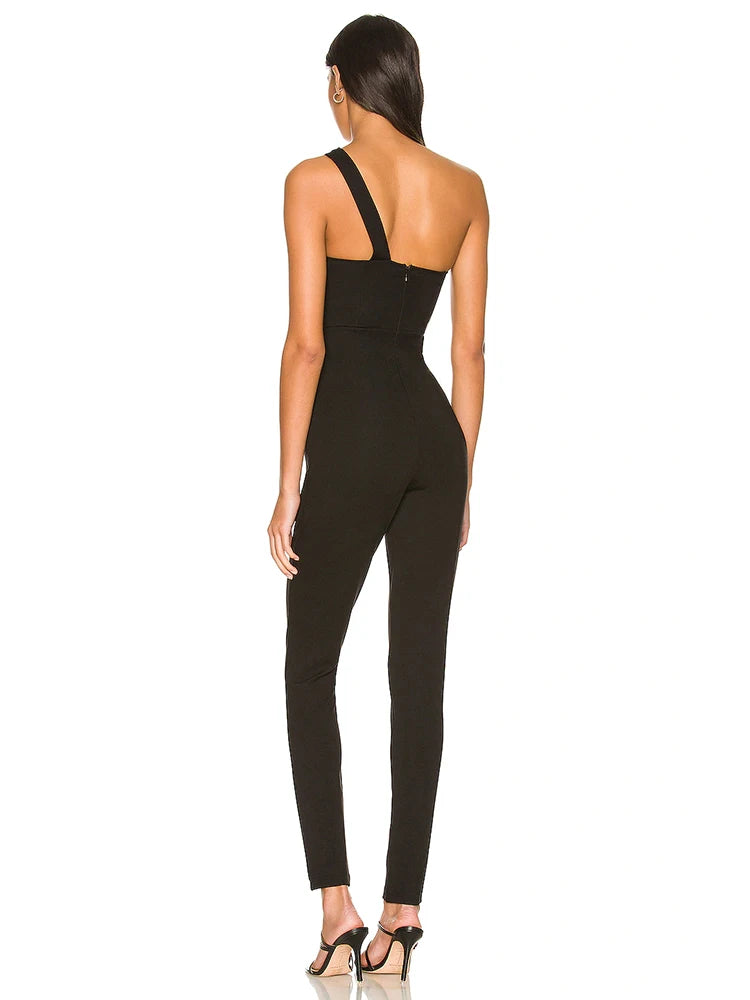 Women's Diamonds Bandage Jumpsuit Sexy Elegant Cut Out Sleeveless Long Jumpsuits 2022 Summer Pencil Pants Evening Party Outfit