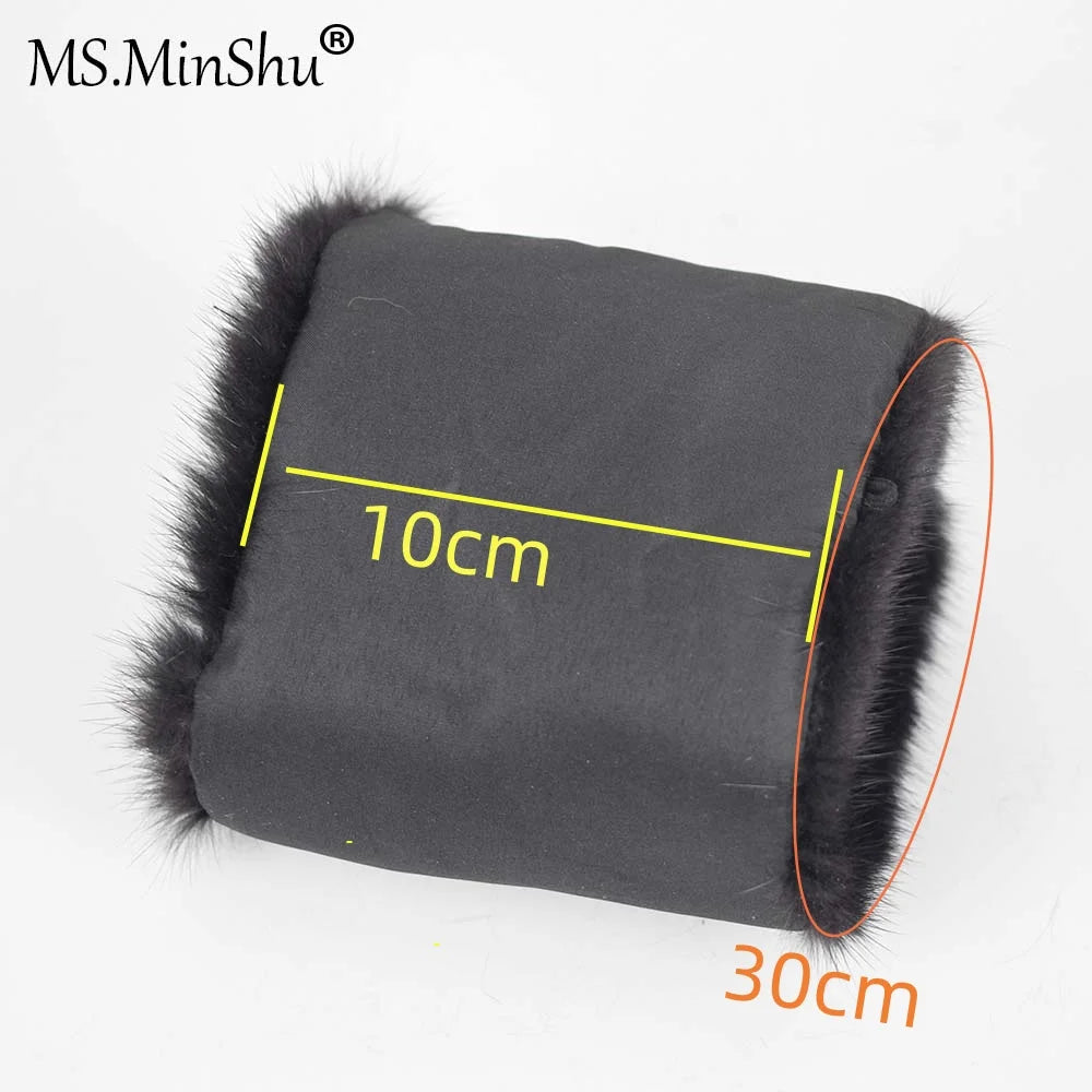 Ms.MinShu-Mink Fur Cuffs for Women, 100% Natural Mink Fur Sleeves, Unisex Jacket Luxury Fur Cuffs, Fluffy Fur Cuffs