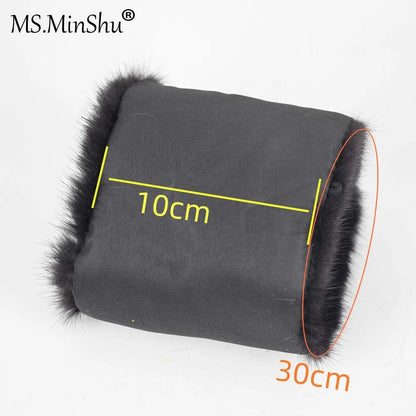 Ms.MinShu-Mink Fur Cuffs for Women, 100% Natural Mink Fur Sleeves, Unisex Jacket Luxury Fur Cuffs, Fluffy Fur Cuffs