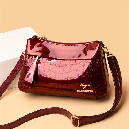 3 Layers Women Handbag Purses Luxury Designer Patent Leather Shoulder Messenger Crossbody Bags for Female Vintage Sac A Main New