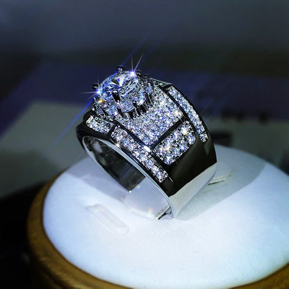 925 Sterling Silver Hot Luxury AAA White Zircon Engagement Rings For Women Men Trendy Female Male Jewelry Birthday Wedding Party