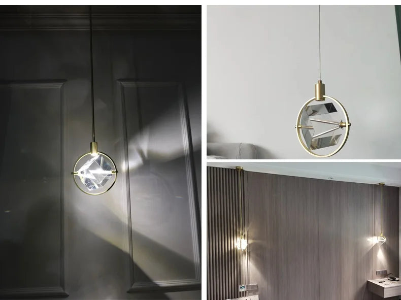 Crystal Led Pendant Lights Kitchen Fixture Suspension Bedside Hanging Lamp Nordic Loft Living Room Dining Room Indoor Home Decor