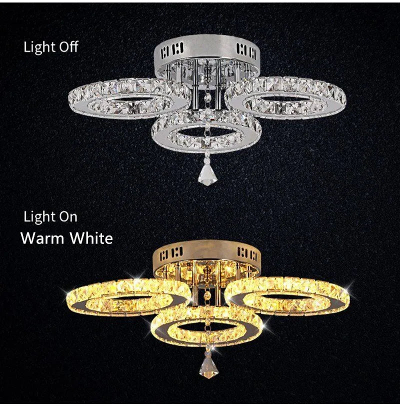Modern Pendant Light Led Crystal Ring Ceiling Lamp Living Dining Room Chandelier Lustre Bedroom Luxury Home Decor Fixture Lumina